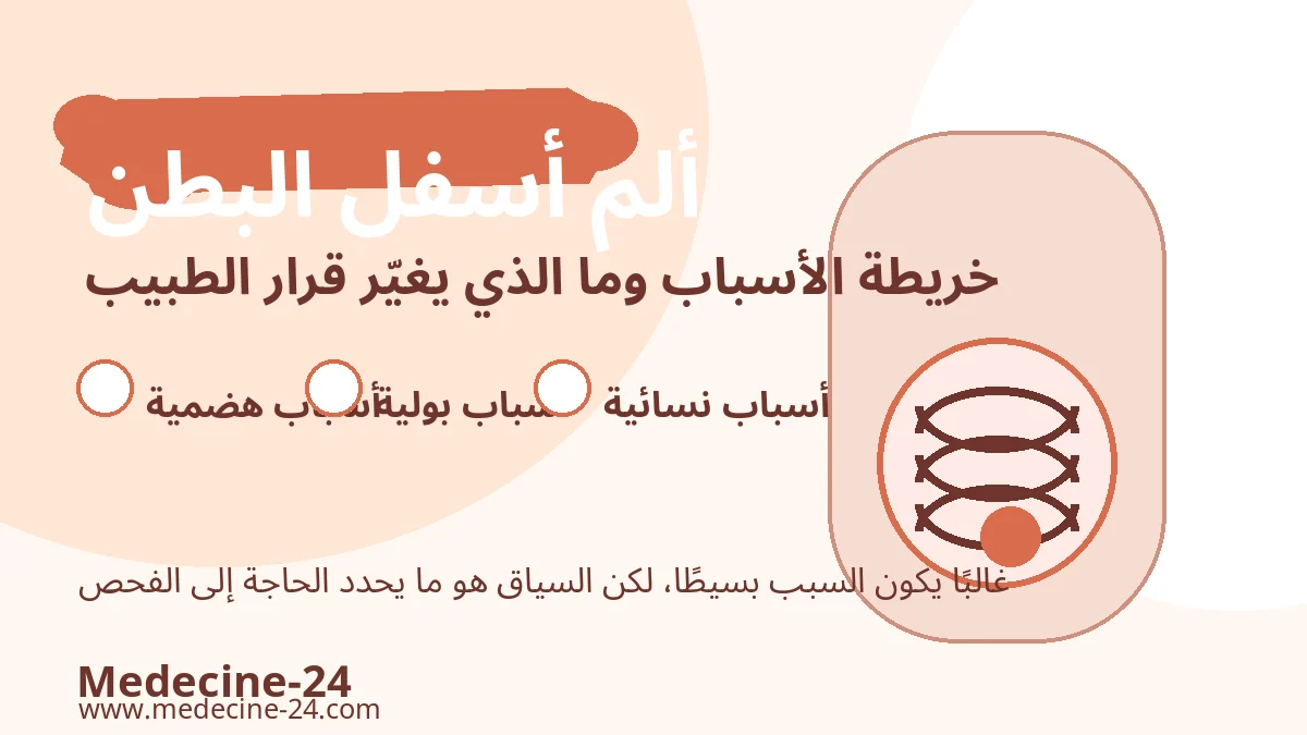 ألم أسفل البطن والأسباب الهضمية والبولية والنسائية