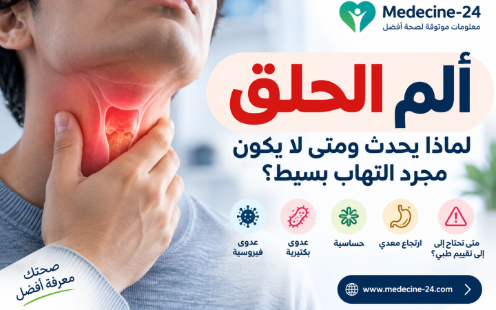 ألم الحلق وأسبابه الشائعة ومتى يحتاج إلى تقييم طبي