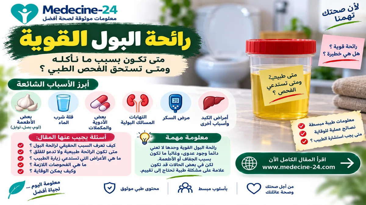 رائحة البول القوية وأسباب تغير رائحة البول ومتى تحتاج إلى فحص طبي