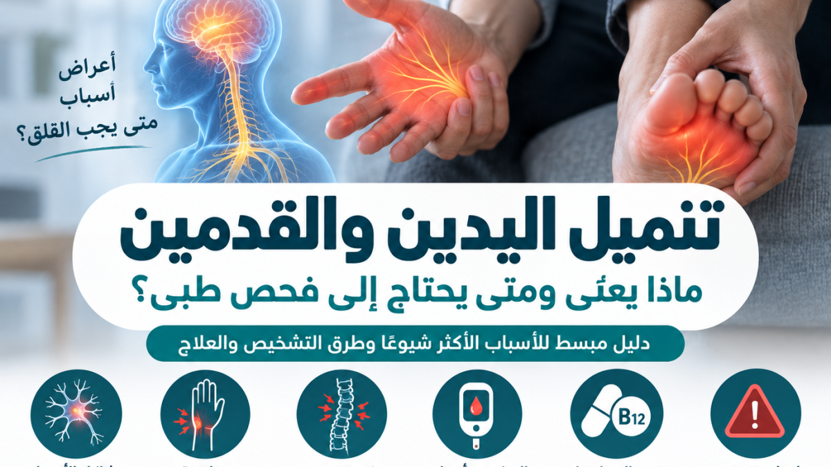 تنميل اليدين والقدمين وأسبابه الشائعة ومتى يحتاج إلى فحص طبي