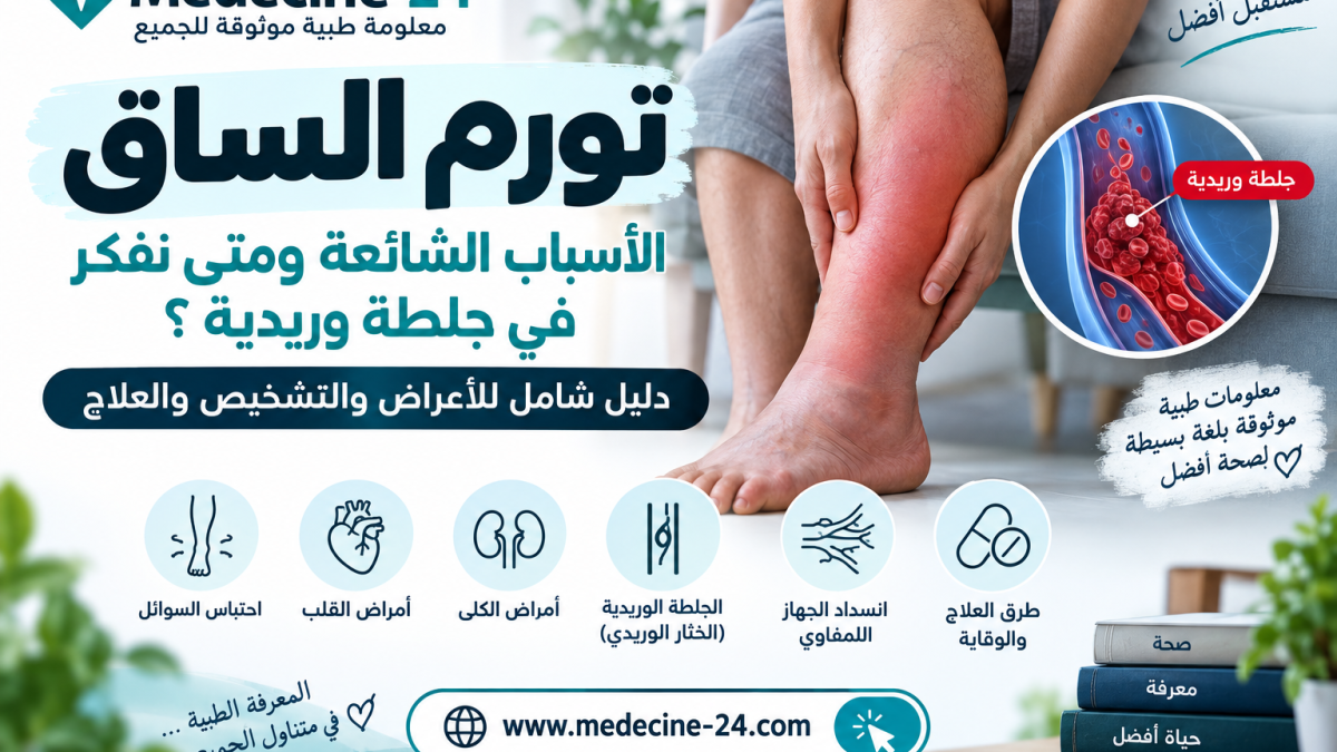 تورم الساق وأسبابه الشائعة ومتى نشتبه في جلطة وريدية